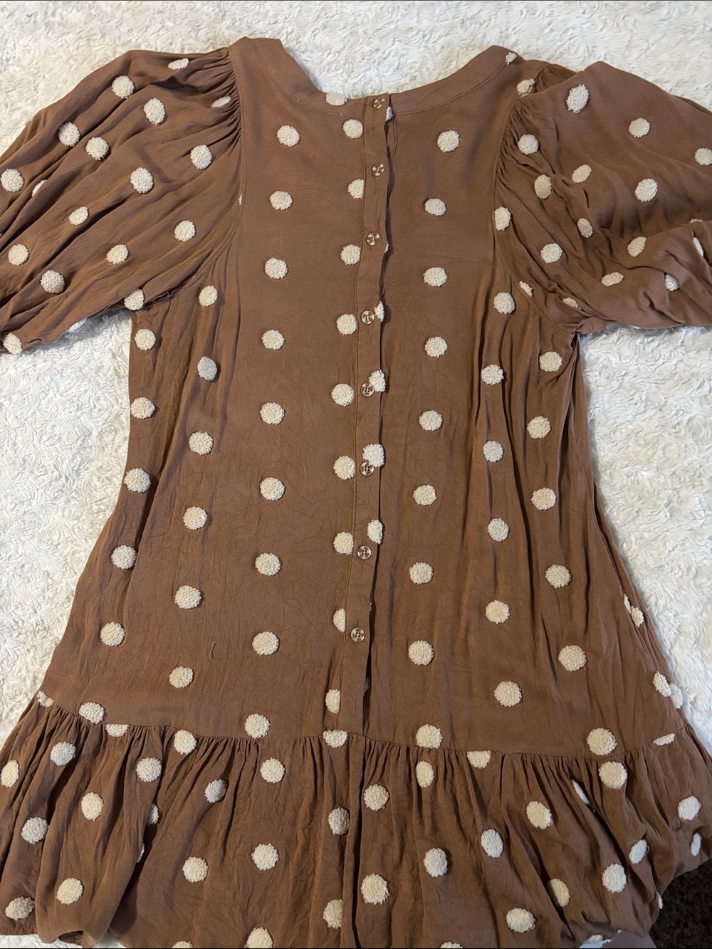Blu Pepper Brown Dress with Cream Polka Dots - Picture 5 of 6